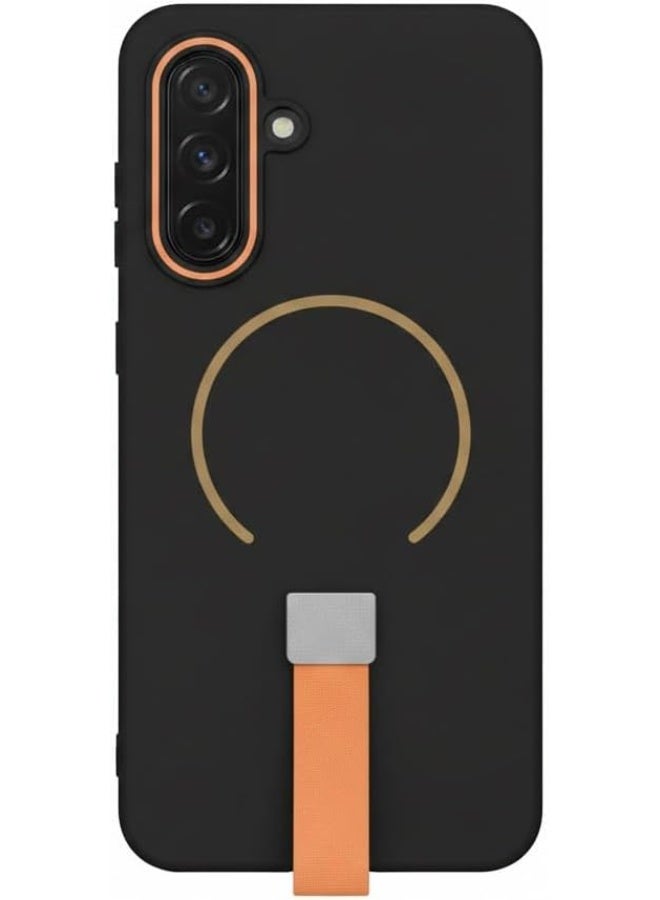 غطاء خلفي مغناطيسي ناعم غير لامع من مادة TPU لهاتف سامسونج A17 مع حزام سيليكون، غطاء خلفي من السيليكون الناعم لهاتف سامسونج A26، جراب مقاوم للصدمات (أسود)